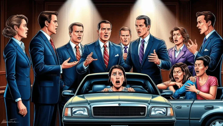Lawyers in court representing female passengers assaulted in a rideshare car.